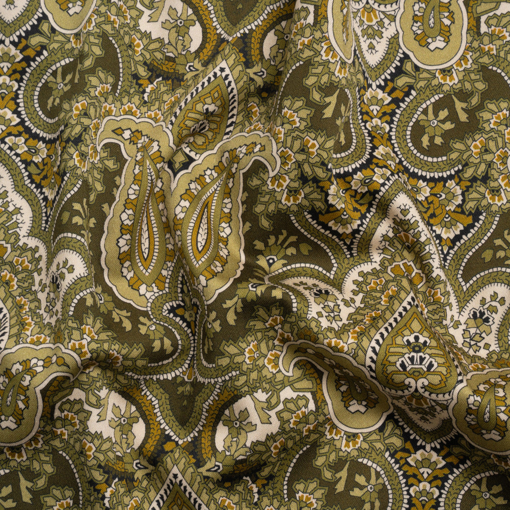 Mood Exclusive Olive Paisley Party Stretch Cotton Sateen - Joann Fabrics