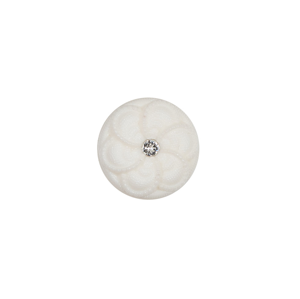 Italian Ivory Floral Nylon Button with Rhinestone Core - 20L/12.5mm - Joann Fabrics