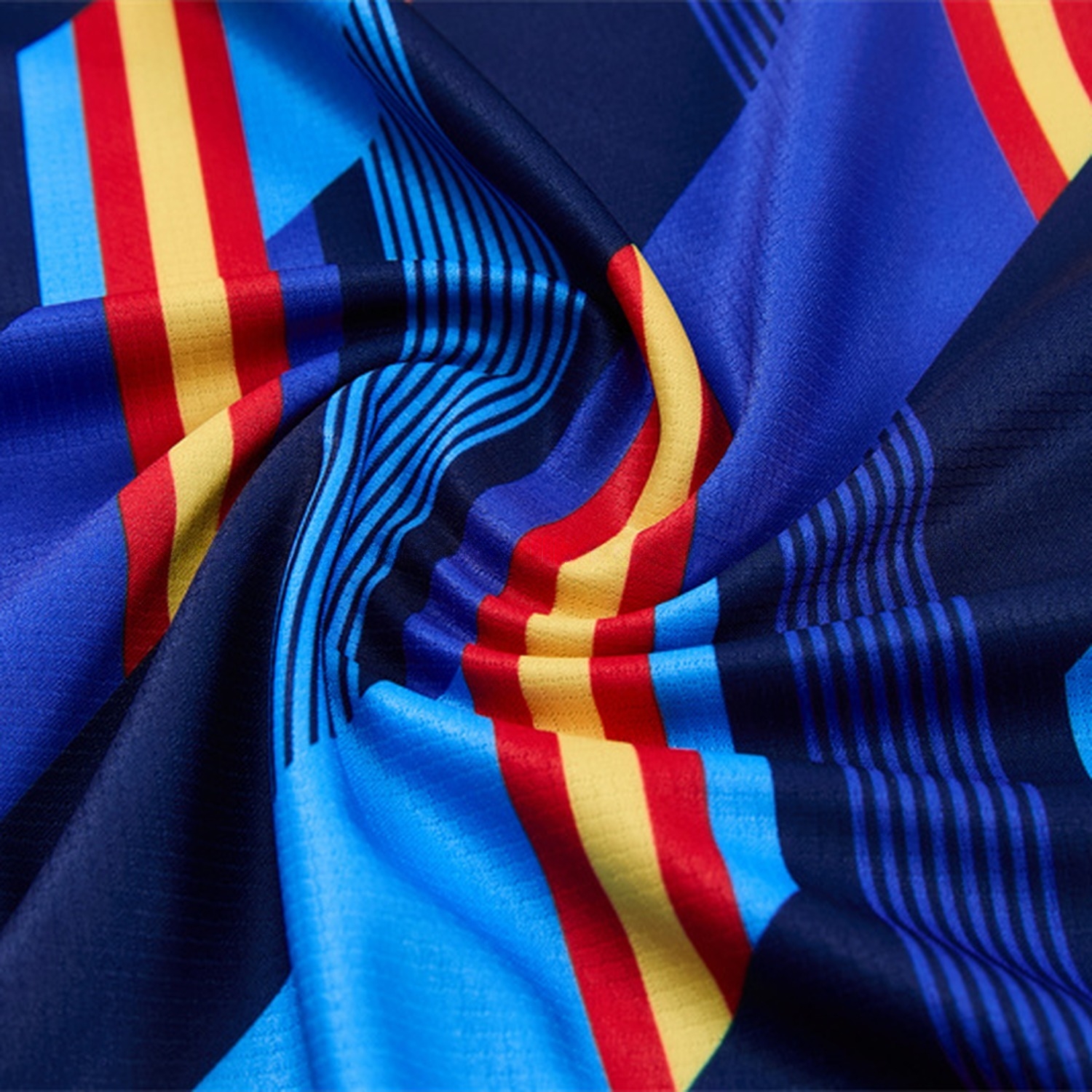 Spain 2026 Stripes Kids Short-Sleeve Training Set - Blue Top & Deep Blue Shorts - UnitedFutballJersey