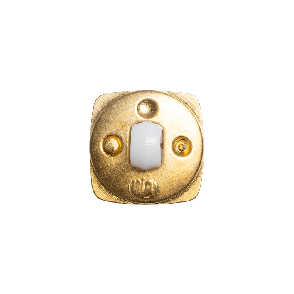 Square Plastic Shank Back Button - White and Metallic Gold Faux Stone - 24L/15mm - Joann Fabrics