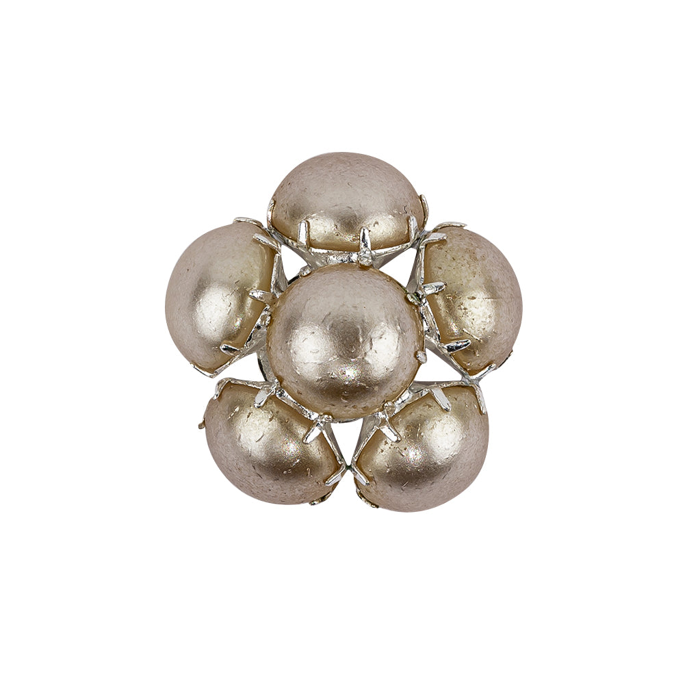 Vintage Swarovski Pearl and Silver Metal Floral Shank Back Button - 38L/24mm - Joann Fabrics