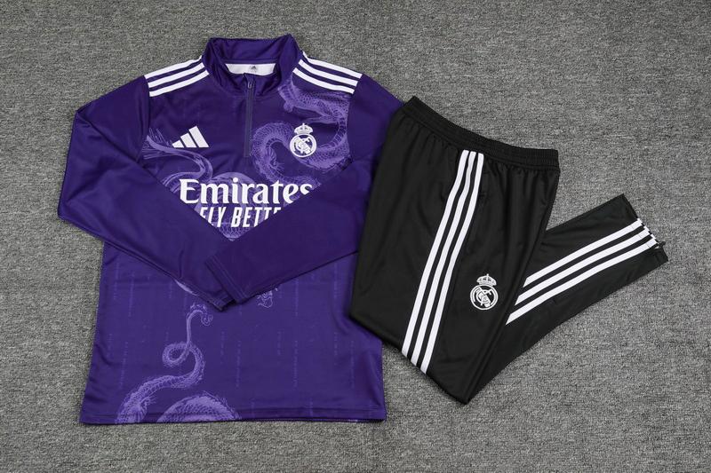 2024/2025 Real Madrid Royal Purple Special Edition Half-Pull Training Suit Football Shirt 1:1 Thai Quality Set