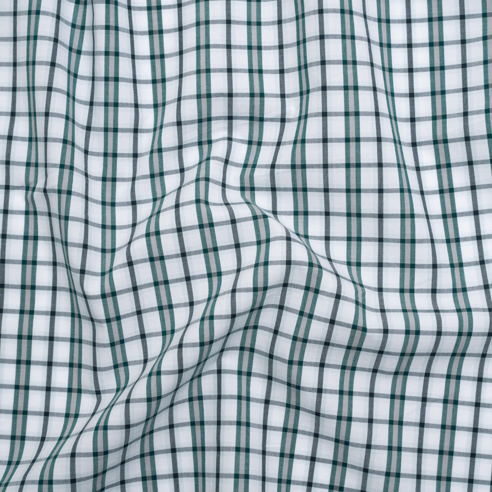 Cotton Shirting - Green, Black and White Plaid - Deadstock - Joann Fabrics