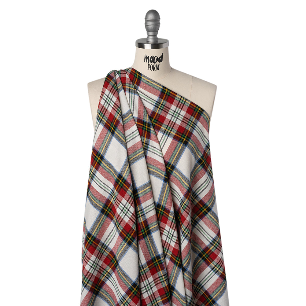 Yarn-Dyed Cotton Twill Flannel - White, Red and Green Plaid - Joann Fabrics