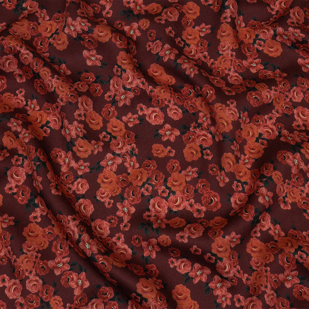 Rayon Challis - Red Floral - Rose Garden Romance Print - Mood Exclusive Rockland Collection - Joann Fabrics