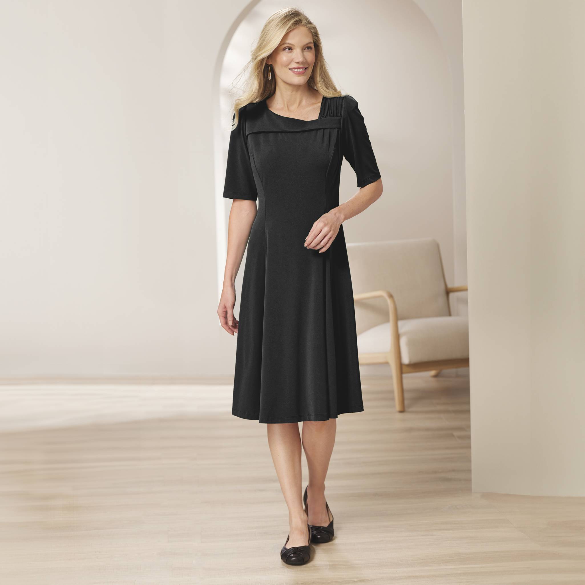 Asymmetric Neckline Knit Dress - Northstyle Catalog