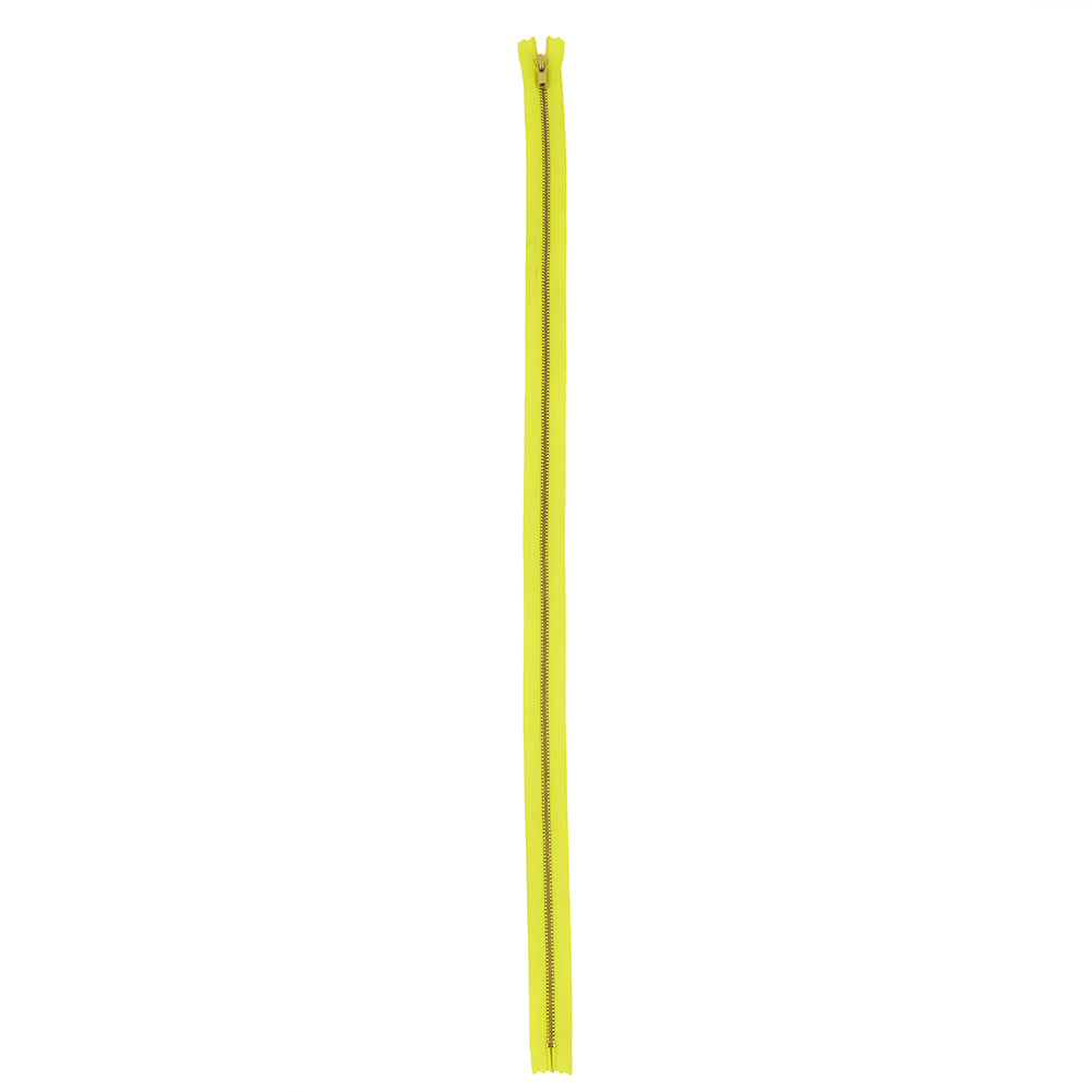 YKK Safety Yellow Metal Closed Bottom Zipper with Gold Teeth - 23.5