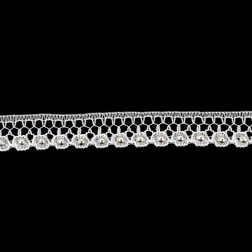 Vintage White Pearl on White Lace Scalloped Trimming - 0.5