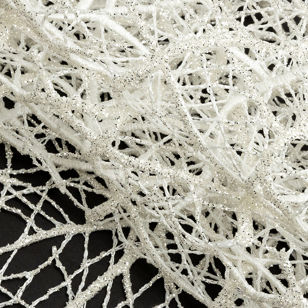 Guipure Lace with Silver Glitter Topcoat - Off-White Thin Webbing - Joann Fabrics