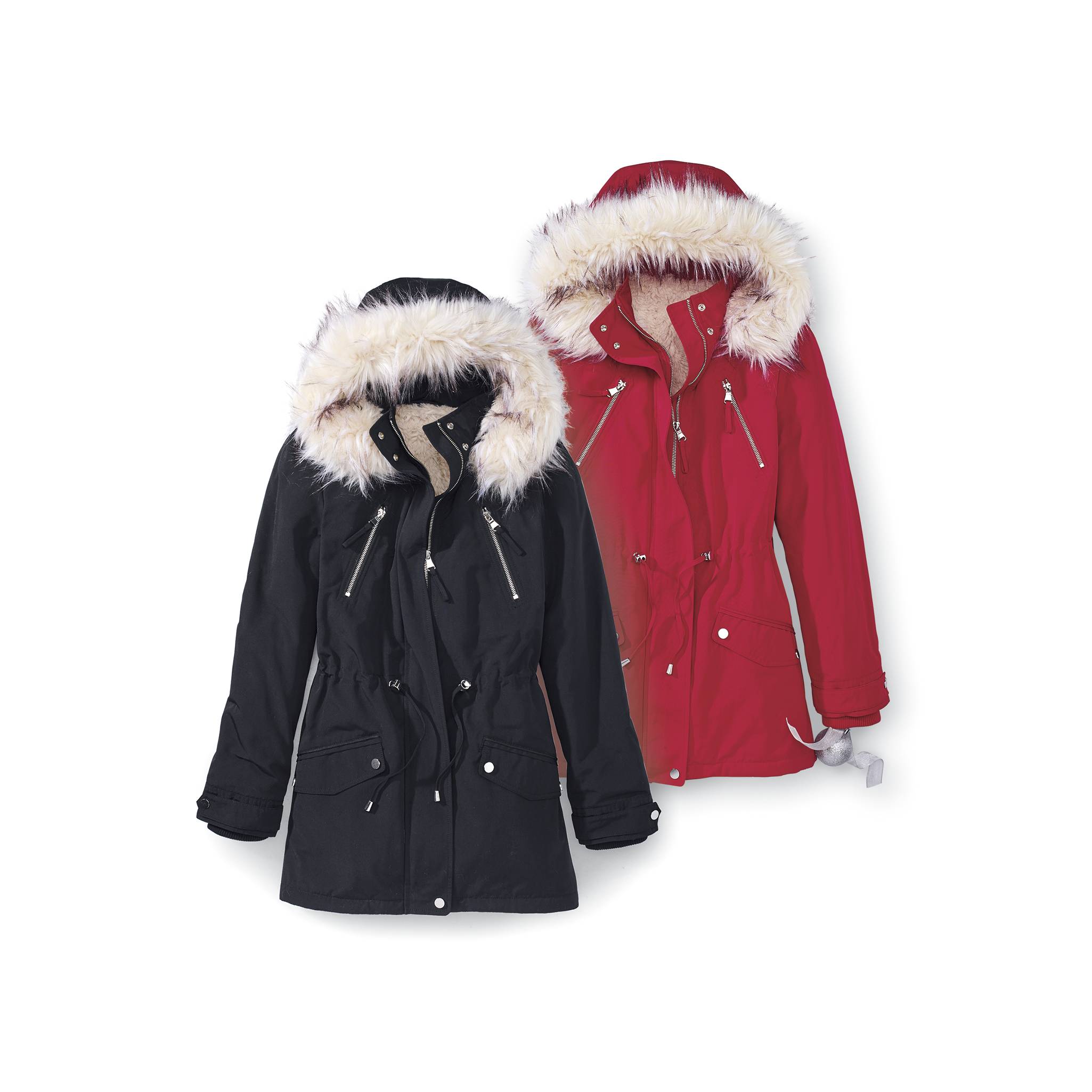 Fur-Trimmed Coat, Zip Front Sherpa Lined, Hood With Removable Faux Fur - Northstyle Catalog