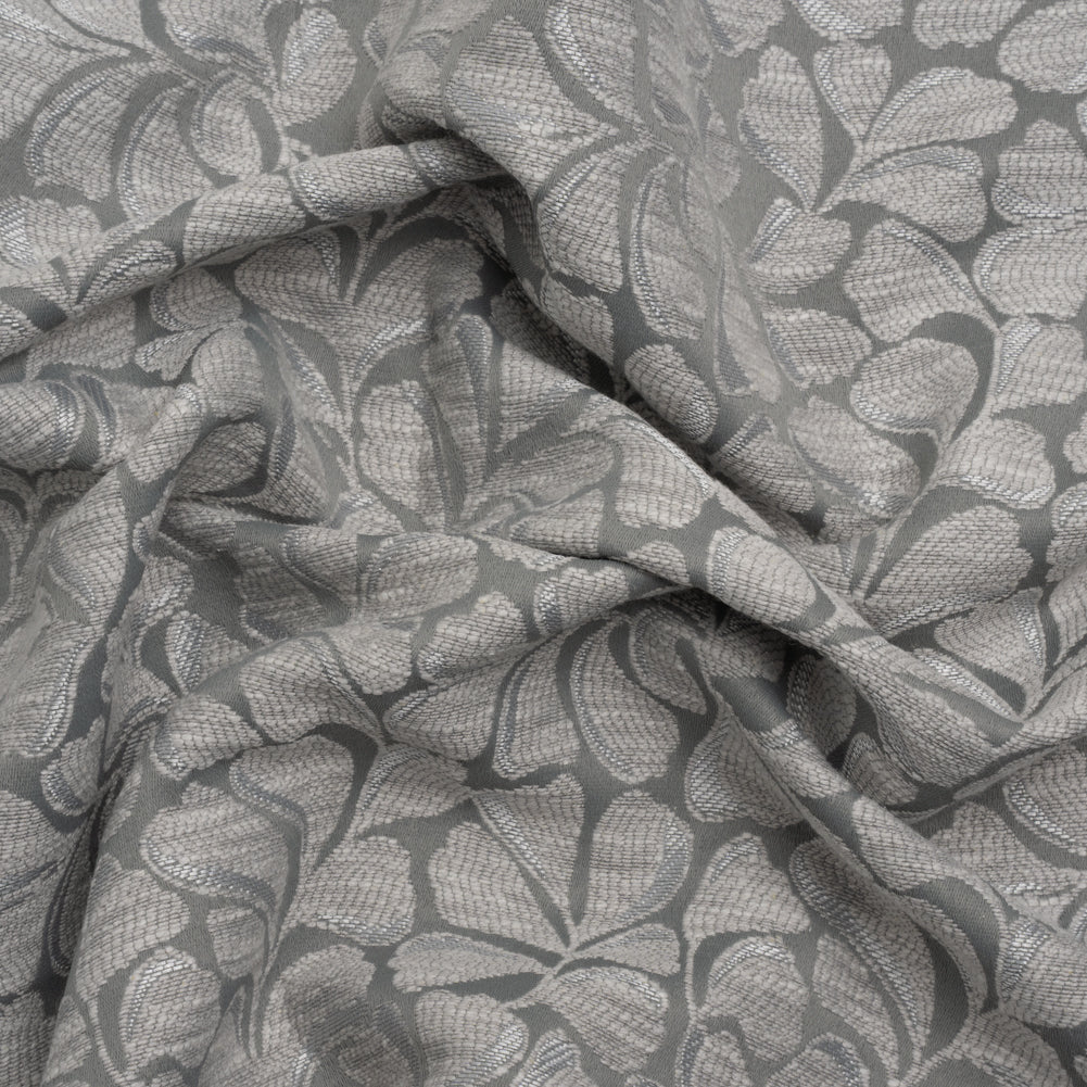 Drapery Jacquard - Steel All-Over Leaves - British Imported - Joann Fabrics