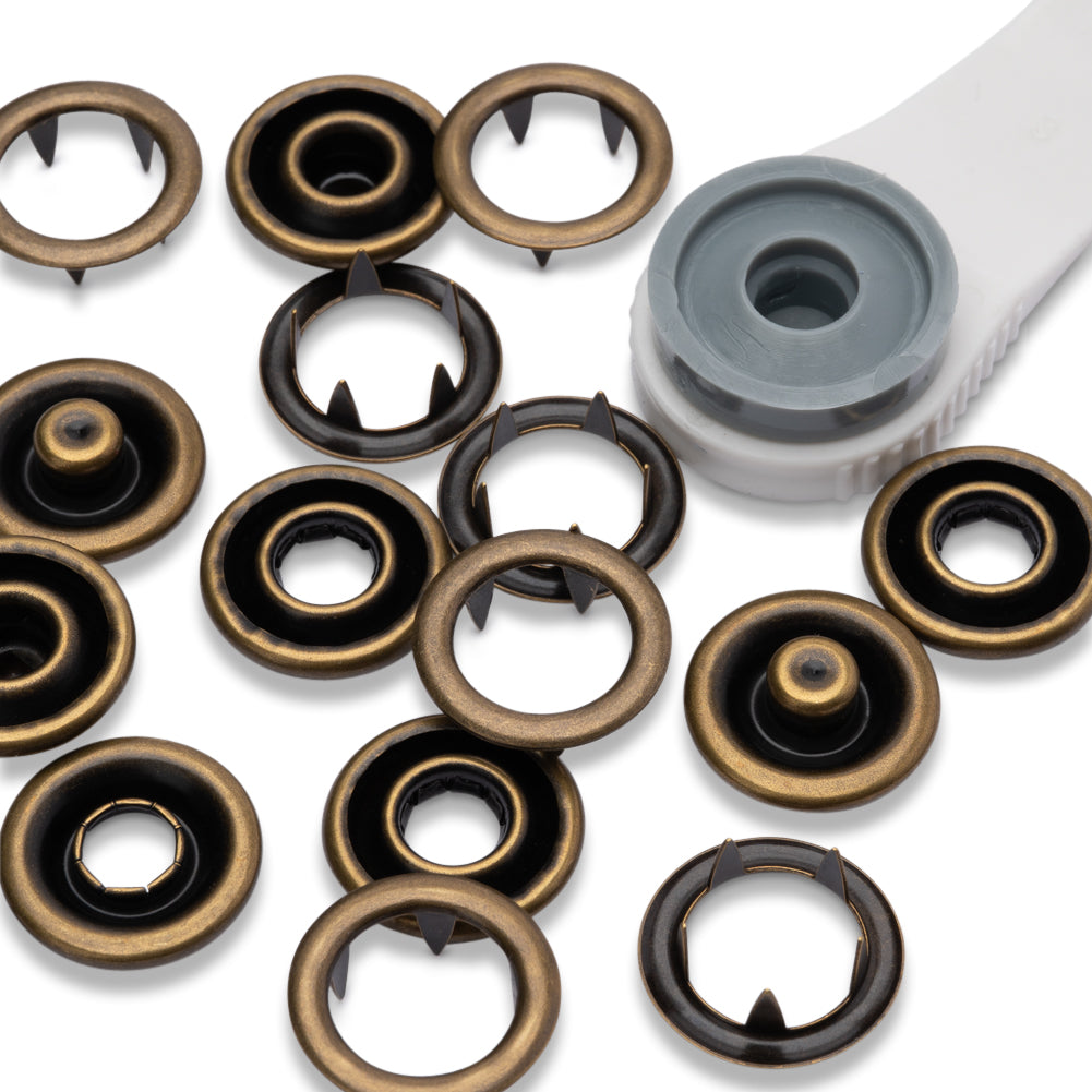 Prym Jersey Press Fasteners and Tools - Antique Brass 18mm - 6pc - Joann Fabrics