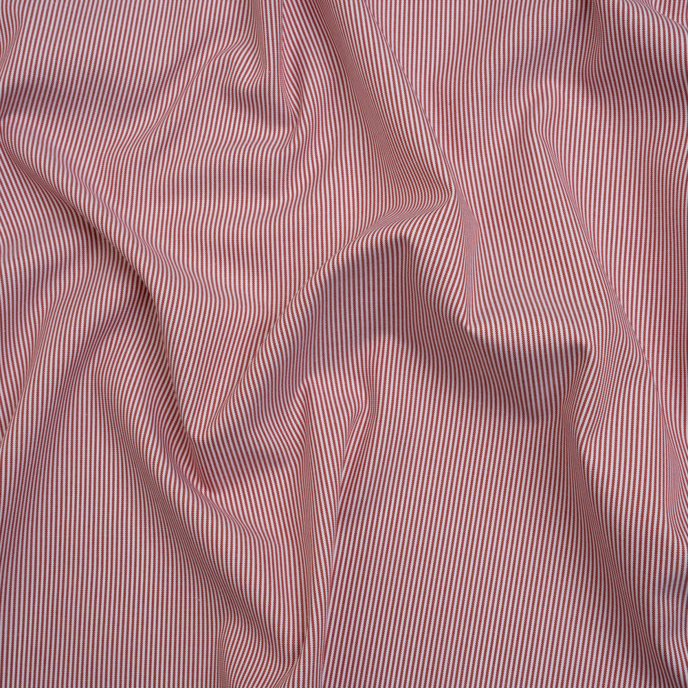 Cotton Oxford Shirting - Dark Red and White Stripes - Deadstock - Joann Fabrics