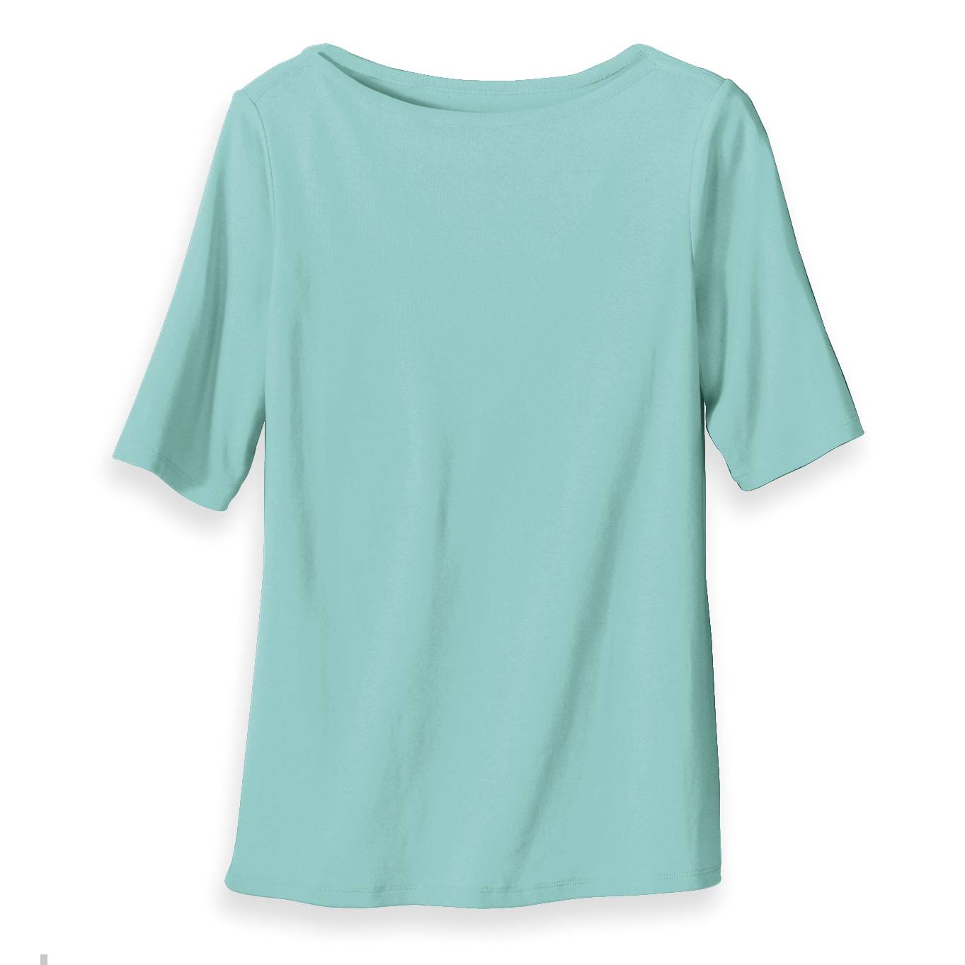 Supima Cotton Bateau-Neck Ribknit Top, Elbow Sleeves - Northstyle Catalog