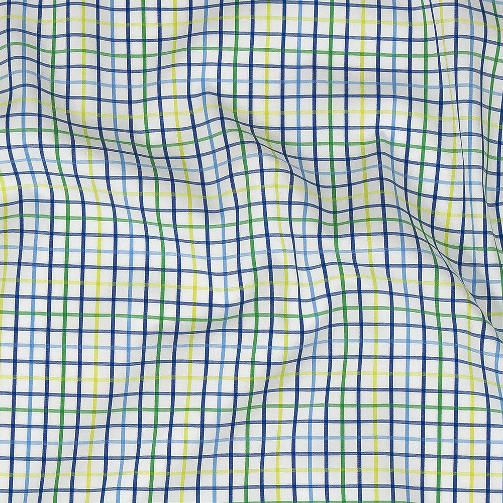 Premium Gradient Green and Olympian Blue Checkered Cotton Shirting - Joann Fabrics