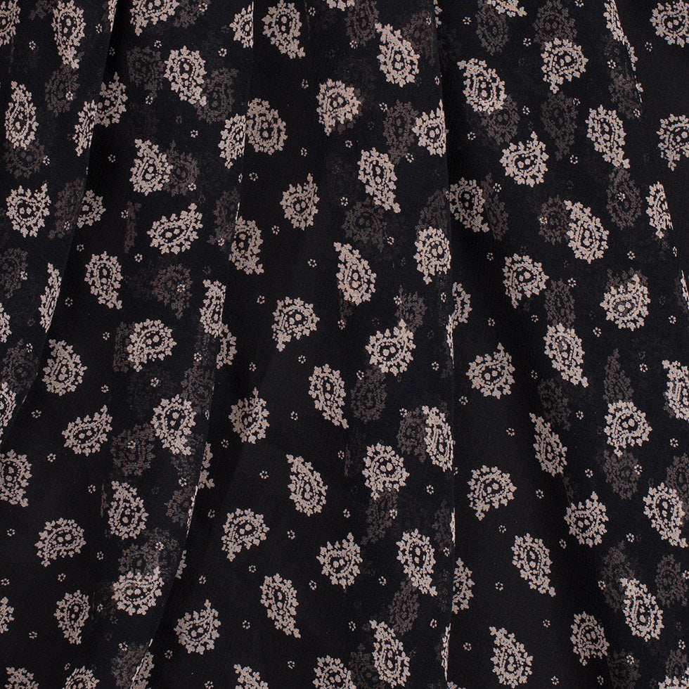 Jason Wu Black/Taupe Paisley Silk Chiffon - Joann Fabrics