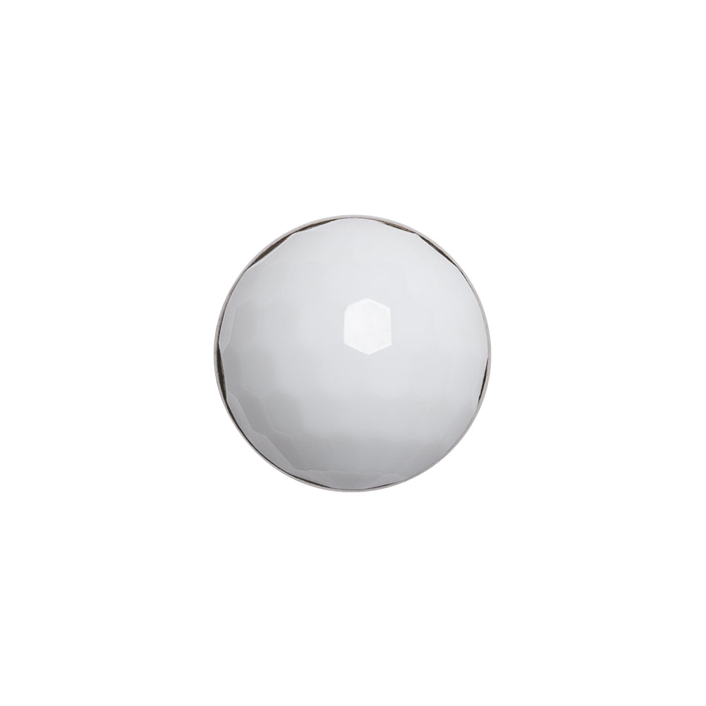 Domed Plastic Shank Back Button - White and Metallic Silver Faceted - 24L/15mm - Joann Fabrics