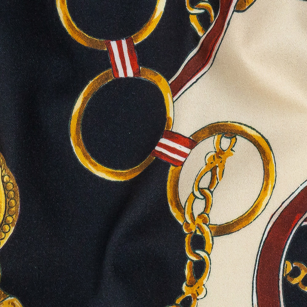 Mood Exclusive Navy Chaining Directions Stretch Cotton Sateen - Joann Fabrics