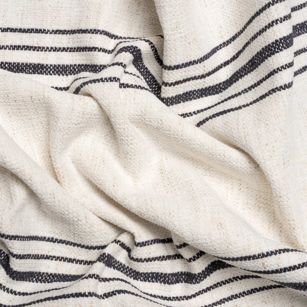 Crypton Charcoal on White Striped Stain Resistant Polyester and Linen Chenille Upholstery Woven - Joann Fabrics