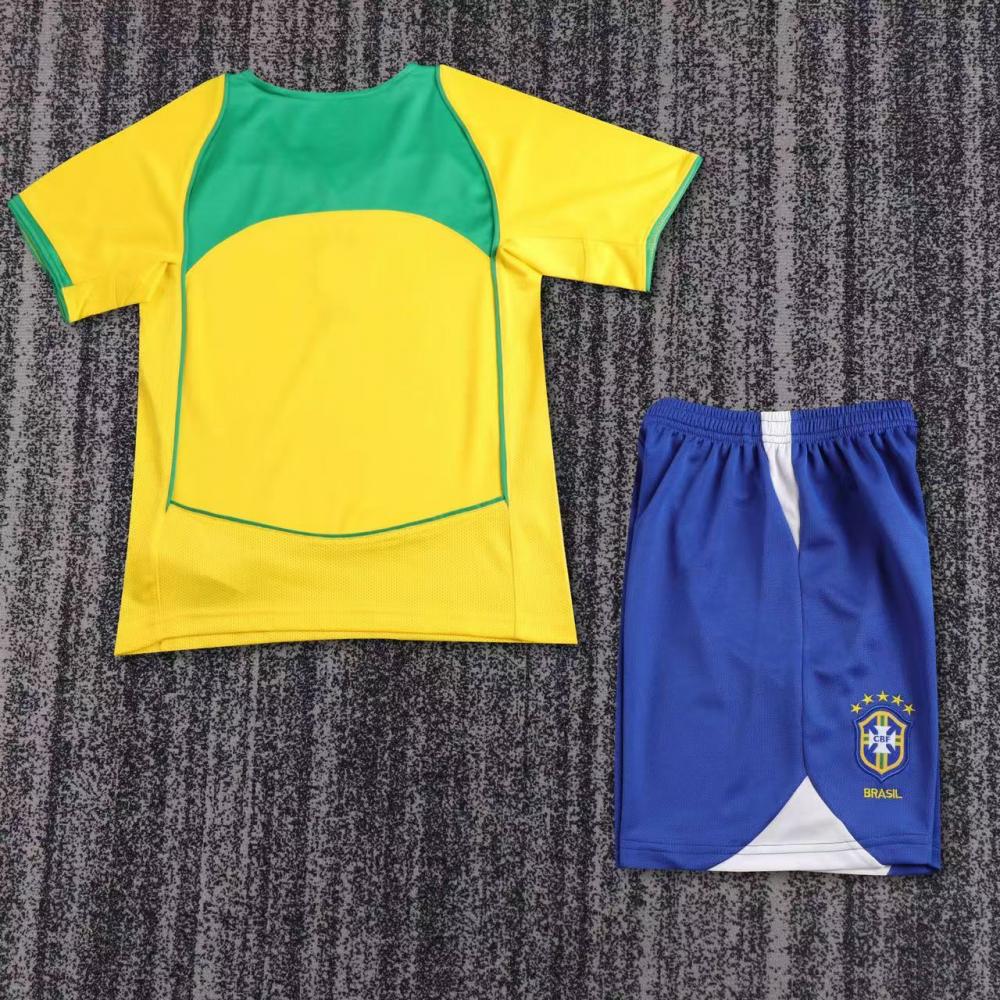 2004 Retro Brazil Home Football Shirt 1:1 Thai Quality Kids Size