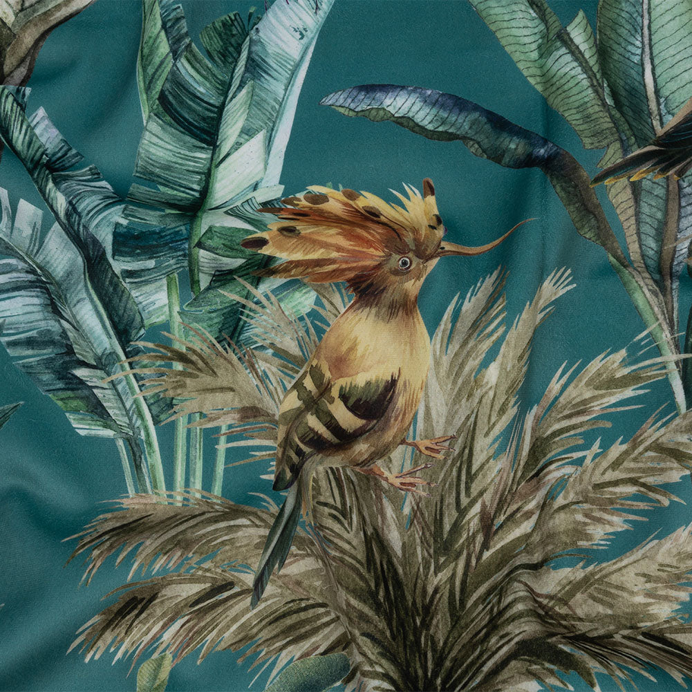 Polyester Microvelvet Print - Teal Tropical Birds and Butterflies - British Imported - Joann Fabrics