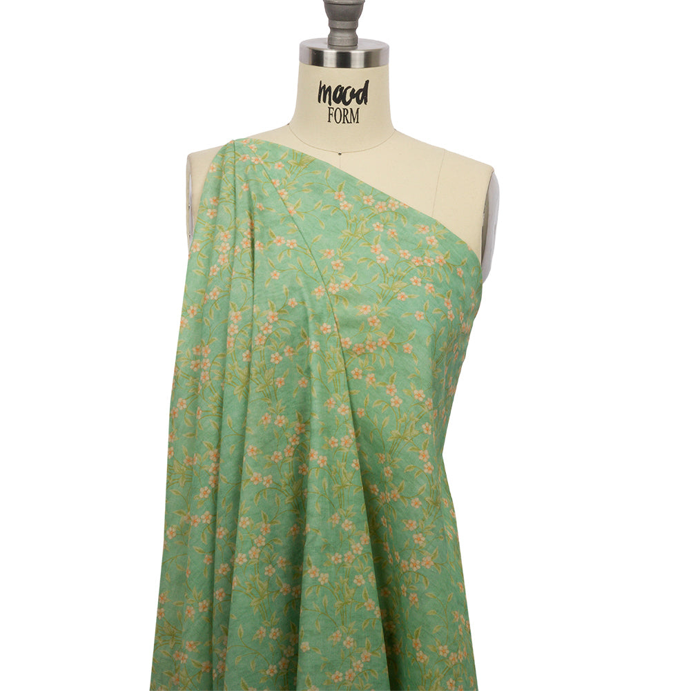 Cotton Voile - Green and Cream Floral - Flora's Crown Print - Mood Exclusive Secret Garden Collection - Joann Fabrics