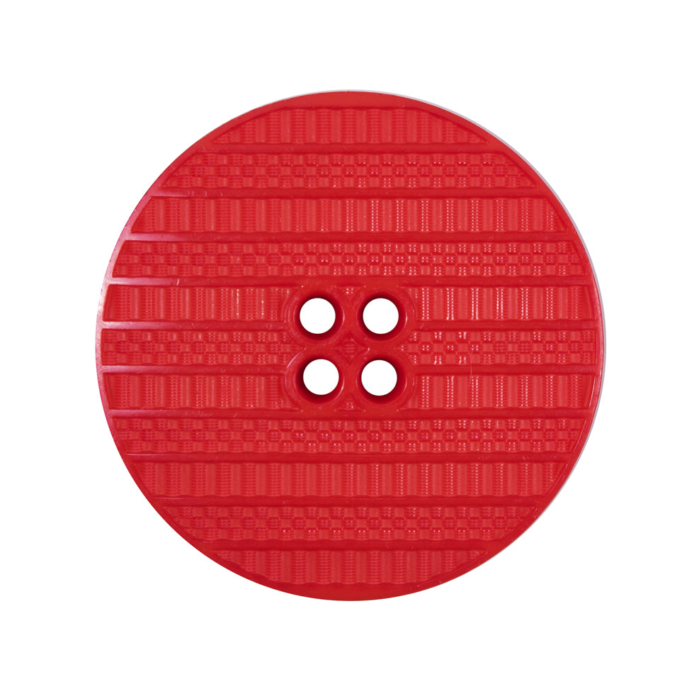 Plastic 4-Hole Button Made in Italy - 44L/28mm - Red Woven Texture Stripes Embossed - Joann Fabrics