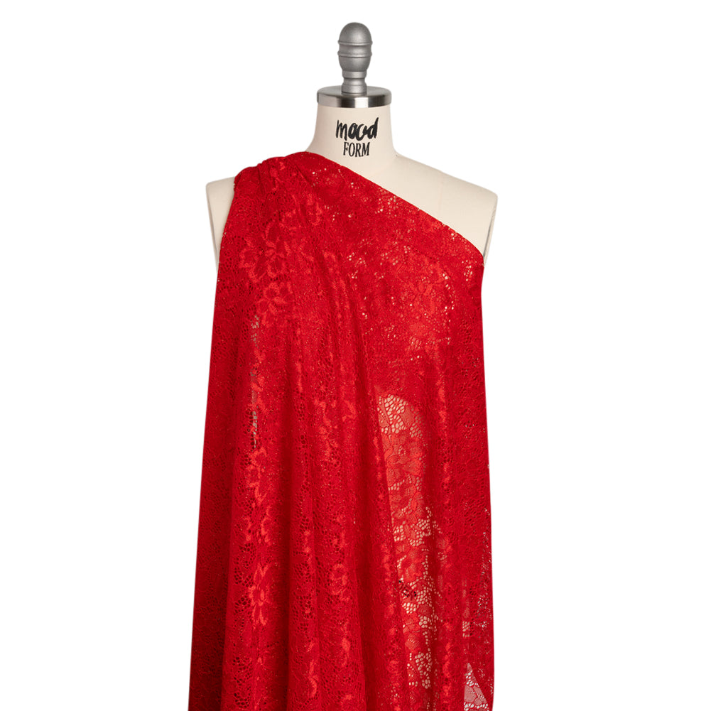 Stretch Corded Raschel Lace with All-Over Glitter - Red on Red Floral - Joann Fabrics