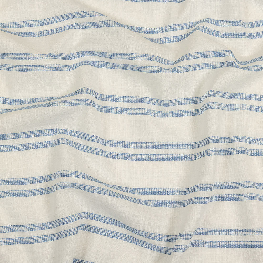 French Blue and White Textural Striped Slubbed Cotton Woven - Joann Fabrics
