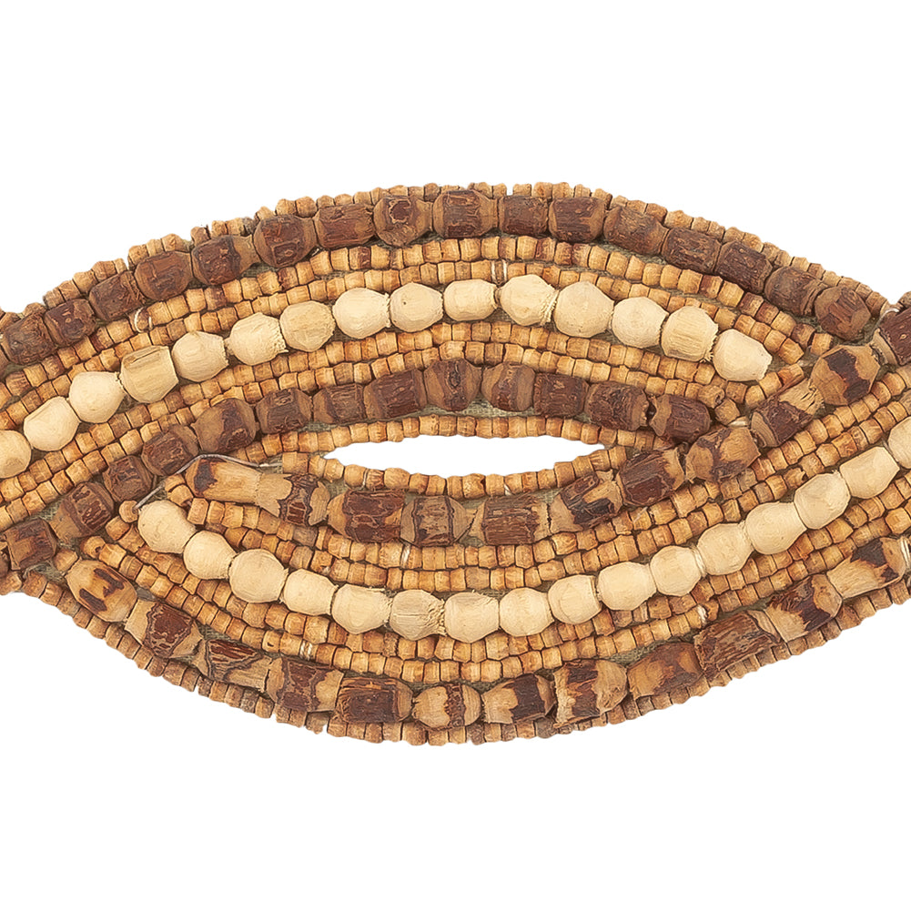 Vintage Brown, Natural and Chestnut Wood Beaded Double Helix Applique - 10