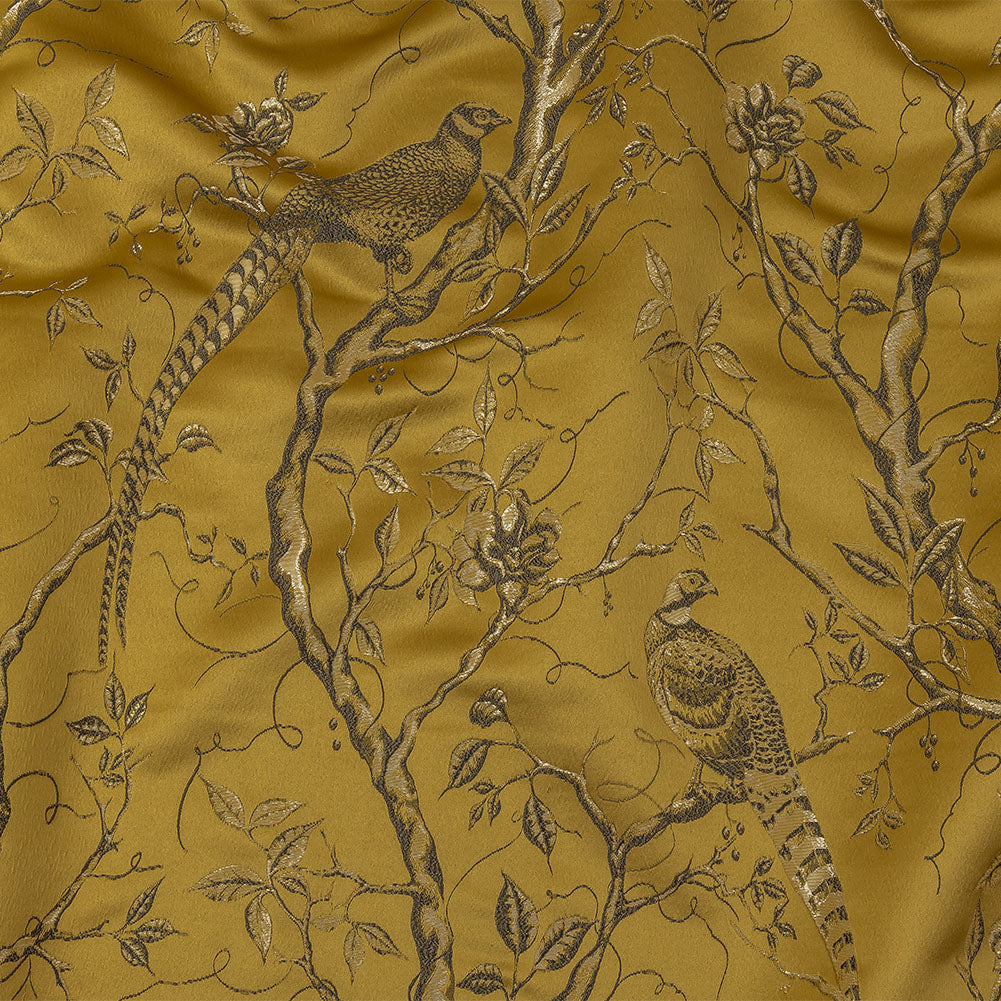 Drapery Jacquard - Zest Perched Peacocks on Branches - British Imported - Joann Fabrics