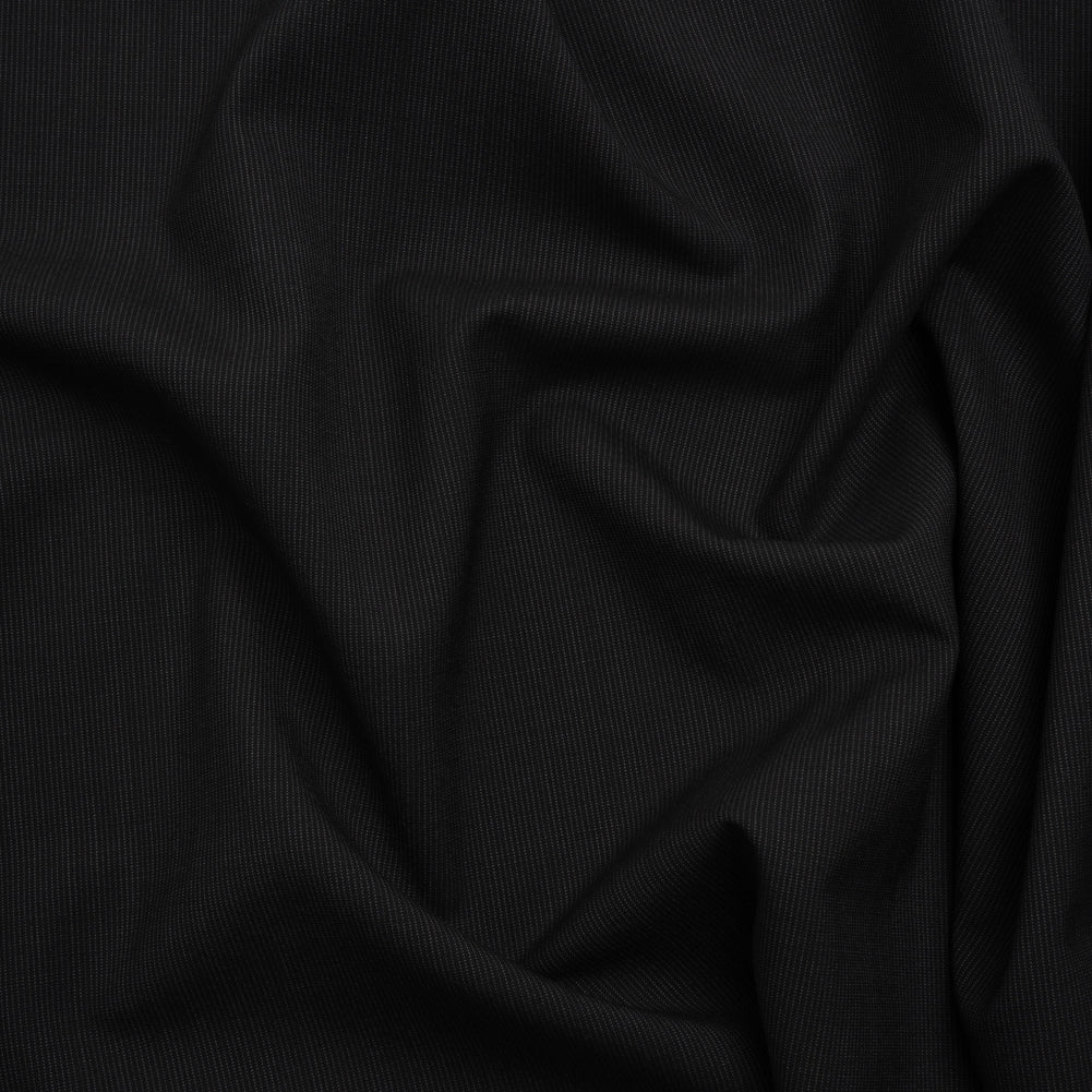 Super 120 Wool Suiting - Black and Gray Dotted Pinstripes - Deadstock - Joann Fabrics