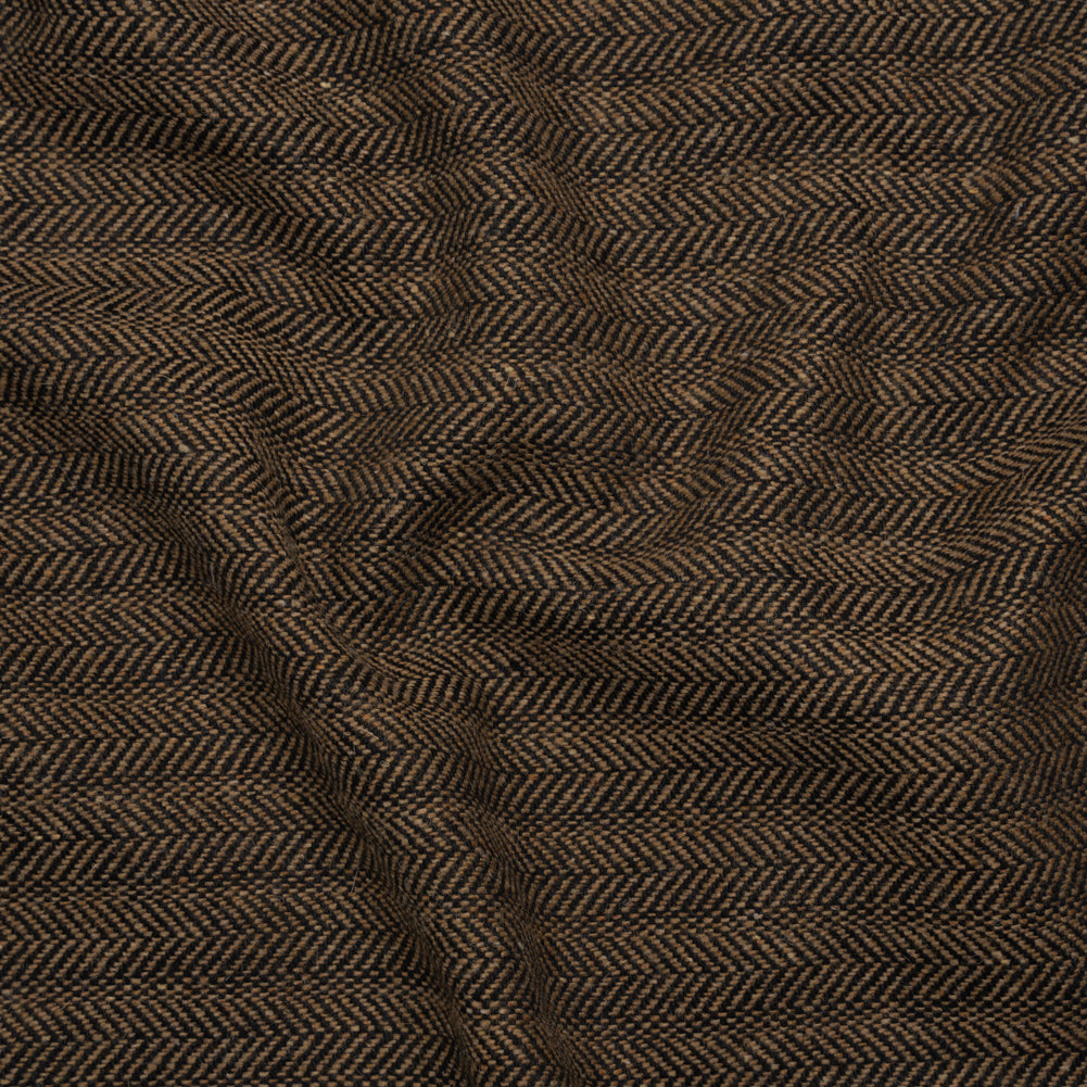 Wool Blend Twill - Brown and Black Herringbone - Deadstock - Joann Fabrics