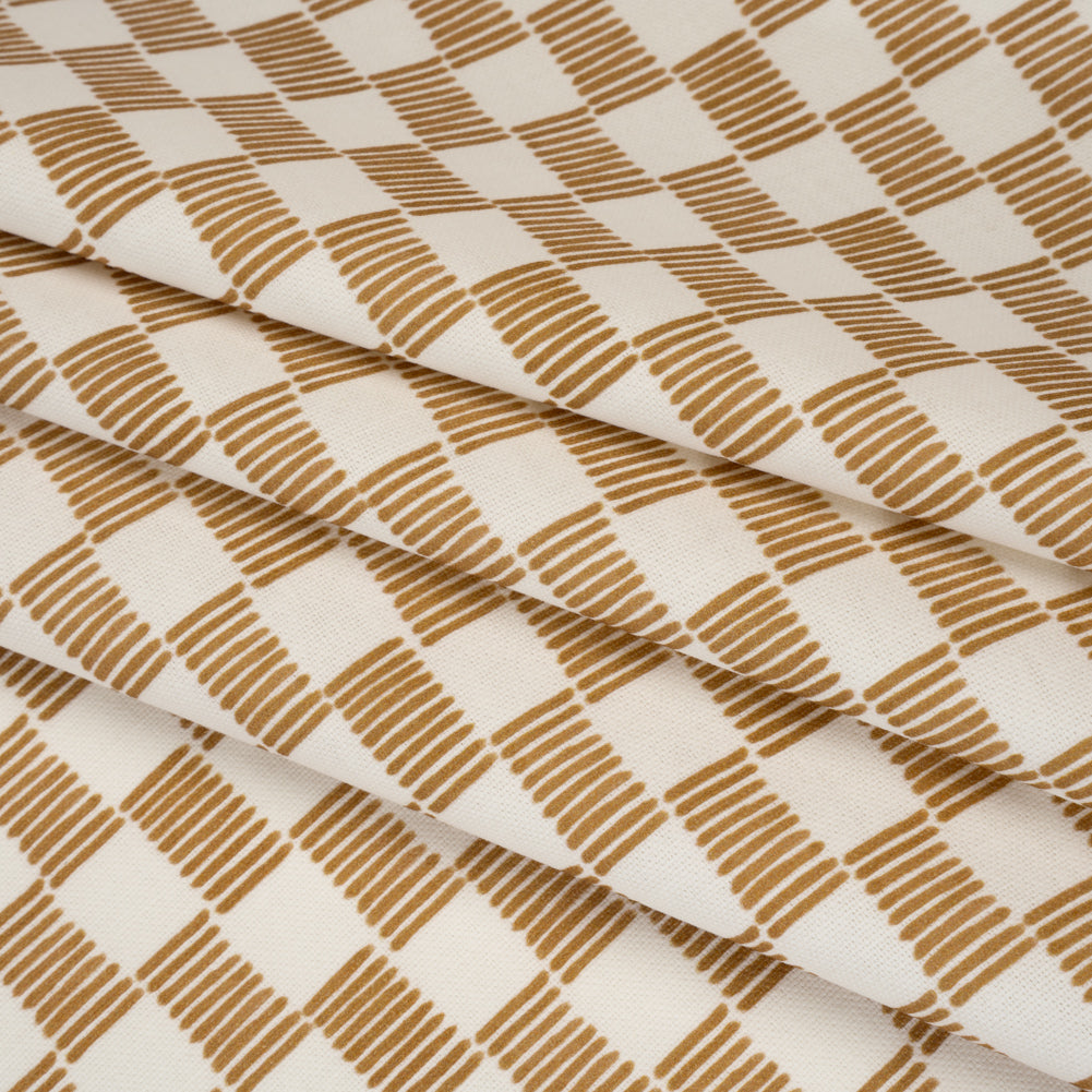 Brushed Cotton and Linen Canvas Print - Gold Painterly Striped Check - British Imported - Joann Fabrics
