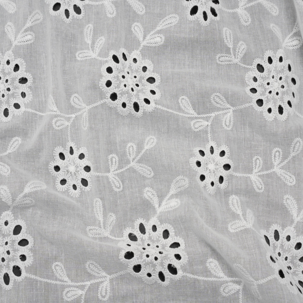 Embroidered Eyelet Cotton Voile - White Big Flowering Vines - Naomi Collection - Joann Fabrics