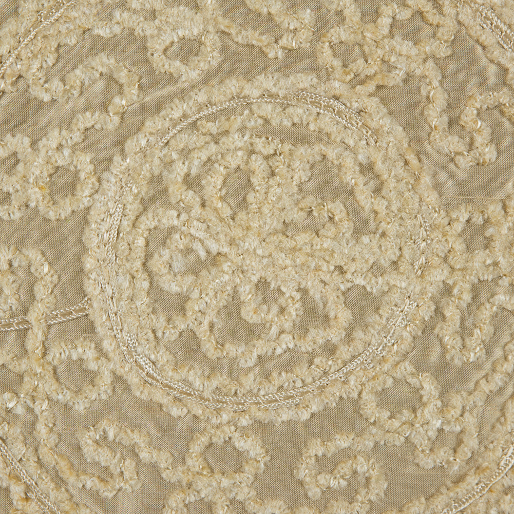 Light Canary Chenille Medallion Embroidered Silk Shantung - Joann Fabrics