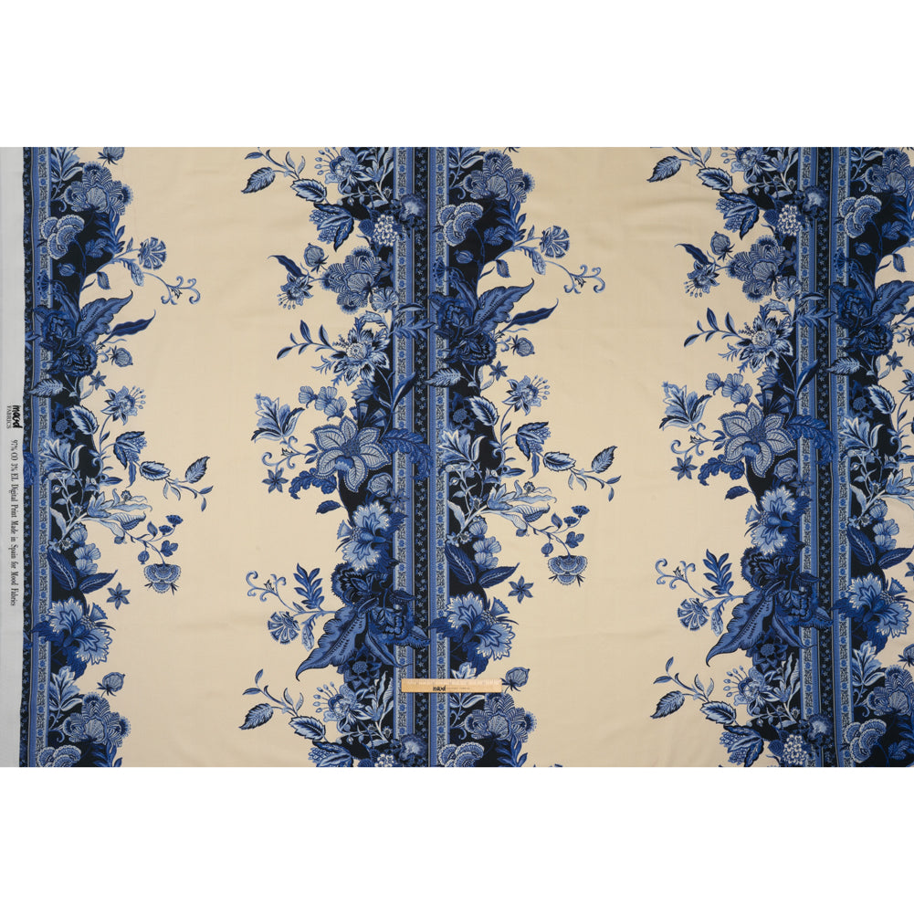 Stretch Cotton Sateen - Blue Floral Stripes - Mood Exclusive Palazzo dei Fiori Print - Joann Fabrics