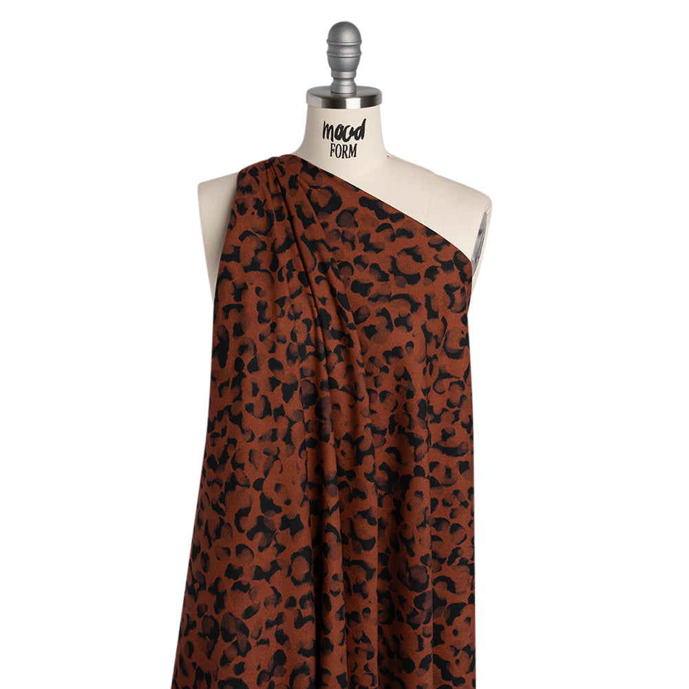 Viscose Crepe - Russet Brown and Black Abstract Spots - Mood Exclusive Smoldering Shadows Print - Joann Fabrics