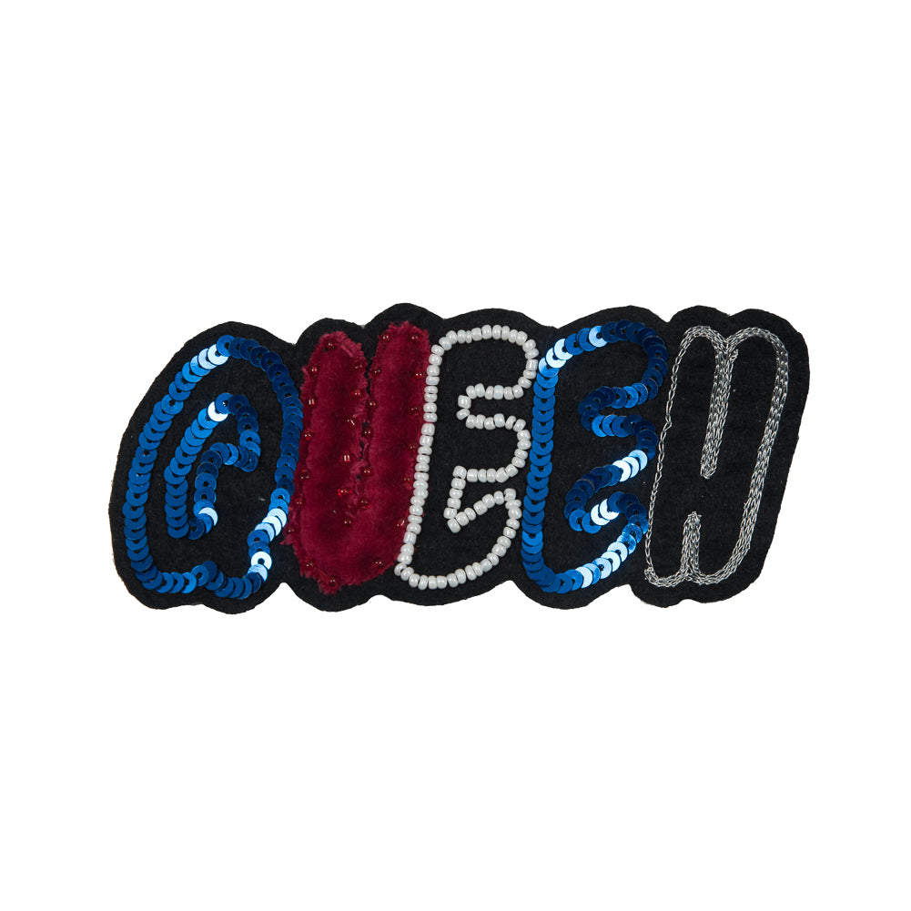 Italian Sequined and Beaded Sew-On Queen Patch - 5
