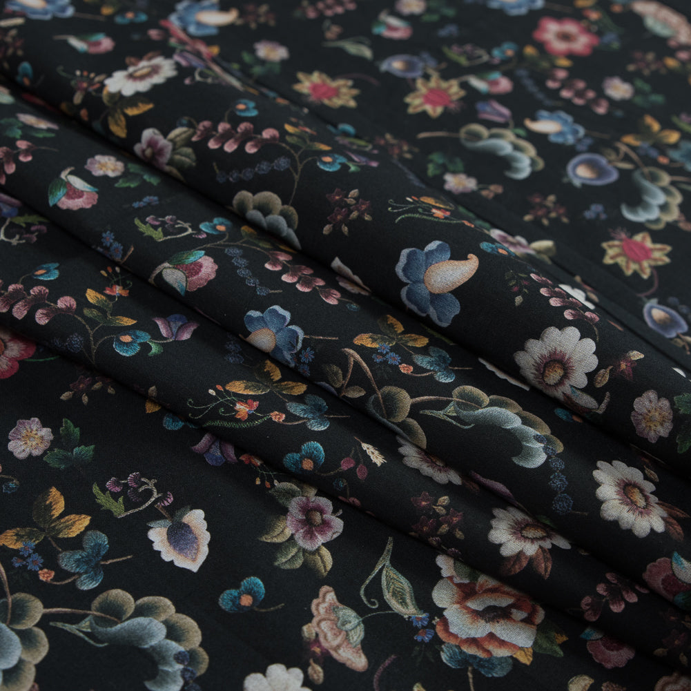 Cotton Voile - Black Floral - Blooms of Nature's Bounty Print - Mood Exclusive Botanical Collection - Joann Fabrics
