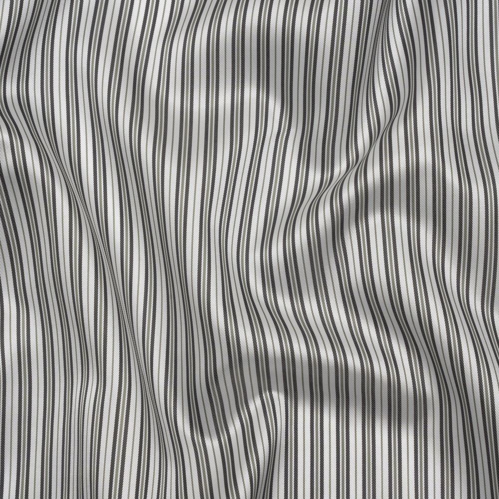 Polyester Twill Lining - White and Gray Ticking Stripes - Deadstock - Joann Fabrics