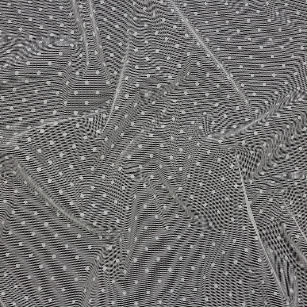 Famous Australian Designer Ivory Flocked Dots Polyester Mesh - Joann Fabrics