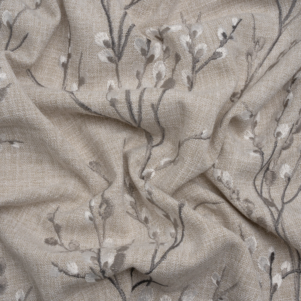 Embroidered Drapery Woven - Steel Prairie Willow - British Imported - Joann Fabrics
