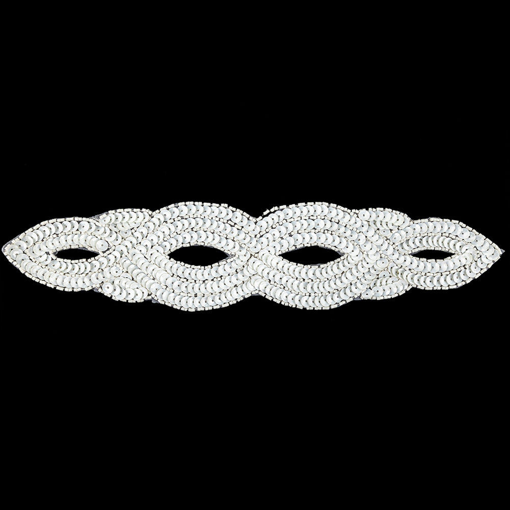 Vintage White Sequins and Beaded Figure Eight Applique - 11