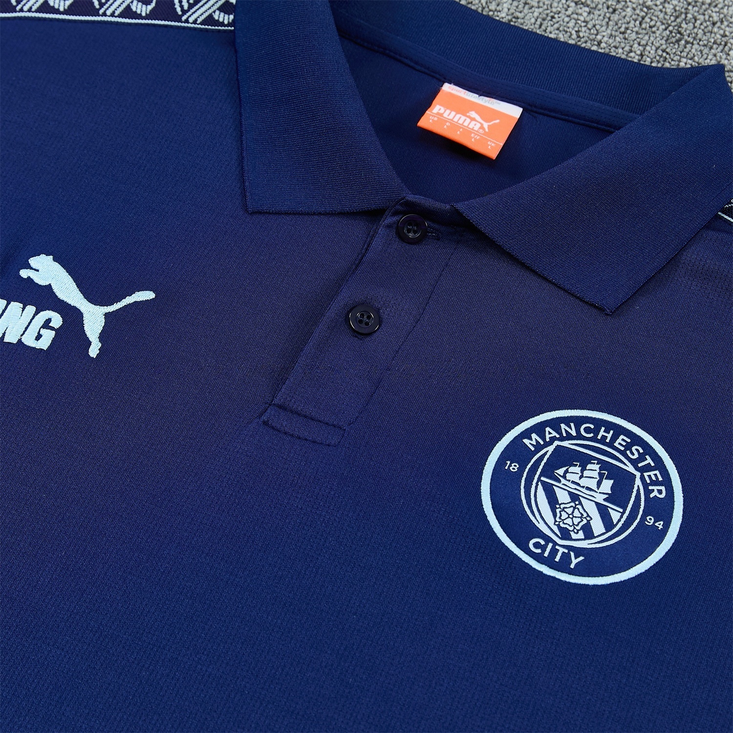 Manchester City 25-26 POLO Short-Sleeve Training Set - Dark Blue Top and Pants - UnitedFutballJersey