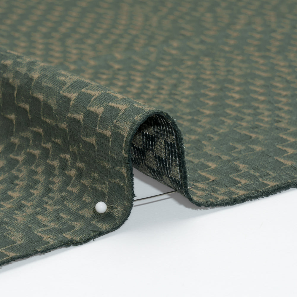 Stairstep Zig Zags Recycled Polyester and Cotton Drapery Jacquard - Ocean - British Imported - Joann Fabrics