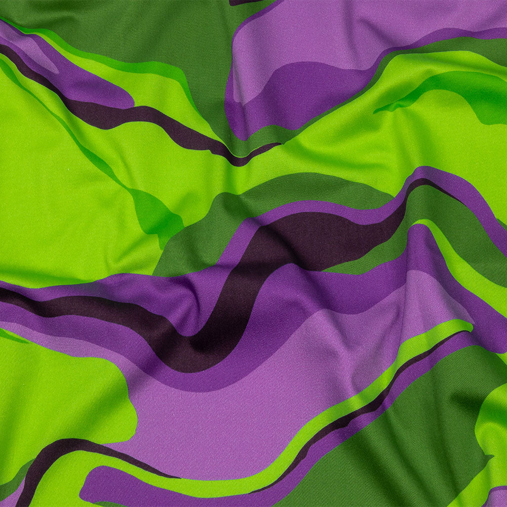 Stretch Cotton Sateen - Purple and Green Abstract - Seen and Unseen Print - Mood Exclusive Groove Collection - Joann Fabrics
