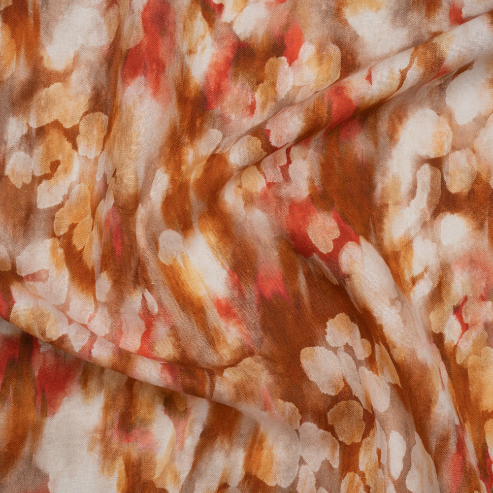 Linen and Rayon Woven - Burnt Orange, Coral Red and White Cloudy Spots - Mood Exclusive Mottled Mists Print - Joann Fabrics