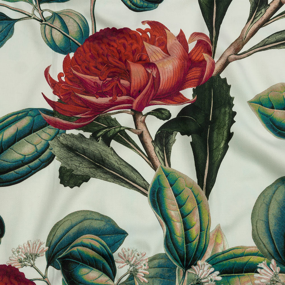 Stretch Cotton Sateen - Red and Green Floral - Paintbrush Lily Print - Mood Exclusive Aloha Collection - Joann Fabrics