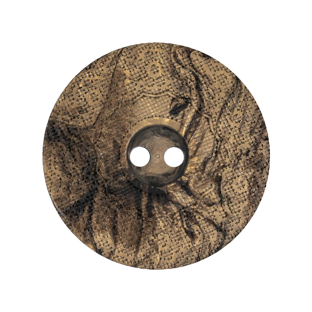 Italian Brown and Tan Wood-Look Lacy Textured Wide Rim 2-Hole Plastic Button - 44L/28mm - Joann Fabrics